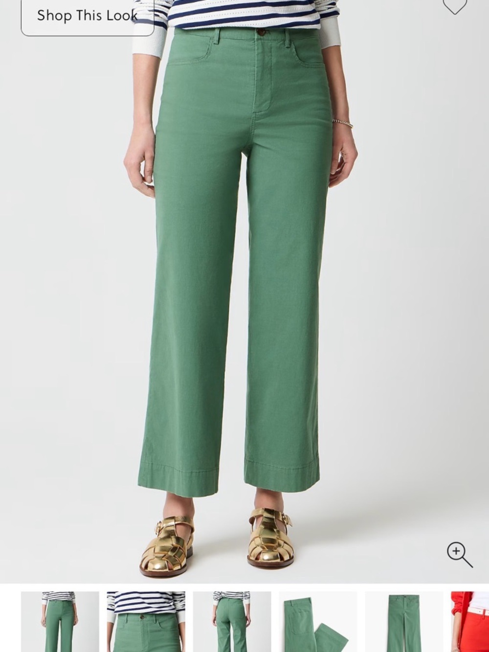 J. Crew Green Cropped Wide-Leg Pants